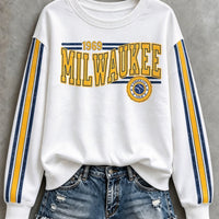 Milwaukee Striped Sleeve Baseball Sweatshirt