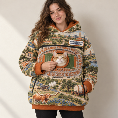 Austin Aerial Stadium Cat Pouch Hoodie