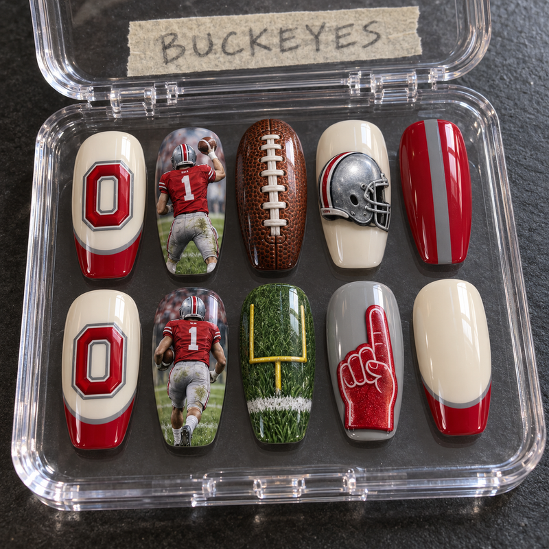 Columbus Football Fan Press On Nails