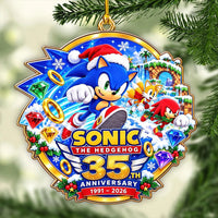 Speedy Blue Hedgehog Acrylic Christmas Ornament