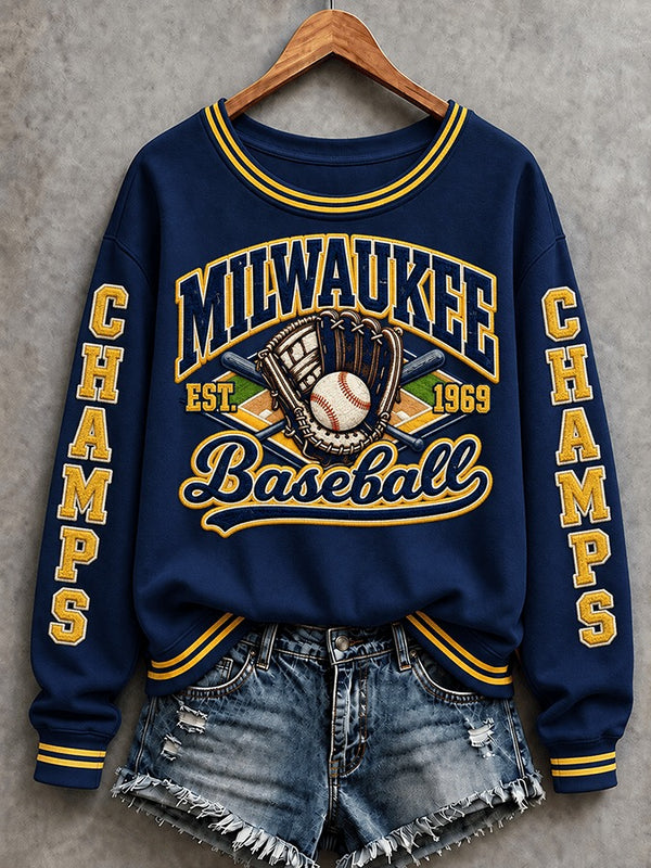 Milwaukee Sleeve Stripe Baseball Sweatshirt