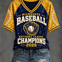 Milwaukee Sequin Trim Baseball T-Shirt