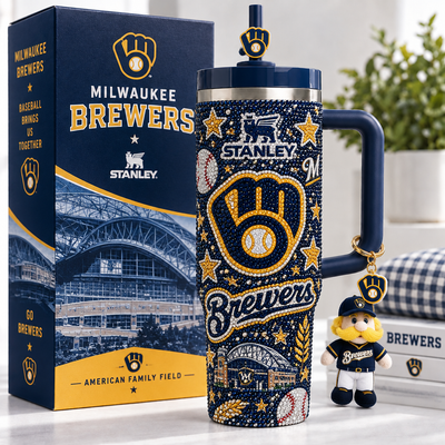 Milwaukee Baseball Fan Rhinestone 40oz Tumbler