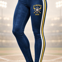Milwaukee Side Stripe Baseball Leggings