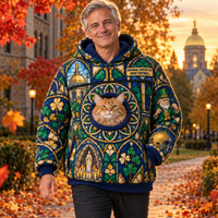 South Bend Stained Glass Cat Pouch Hoodie