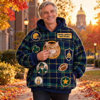 South Bend Tartan Patches Cat Pouch Hoodie