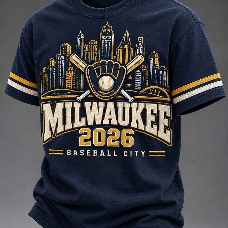 Milwaukee City Skyline Baseball T-Shirt