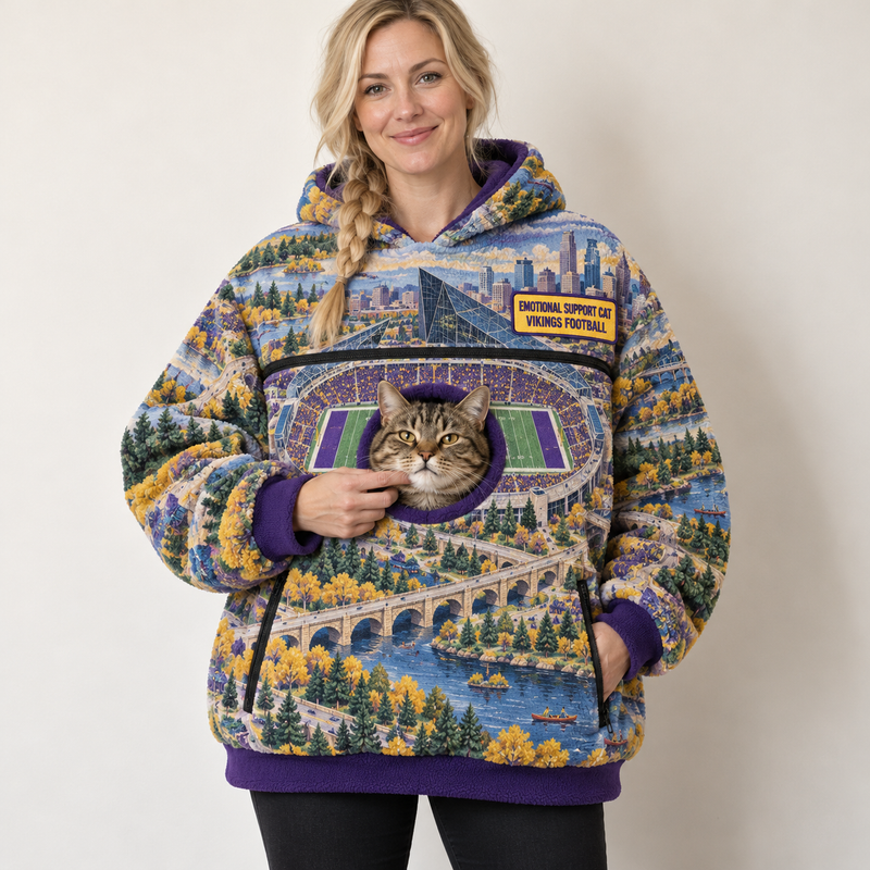 Minneapolis Aerial Stadium Cat Pouch Hoodie