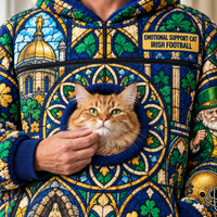 South Bend Stained Glass Cat Pouch Hoodie