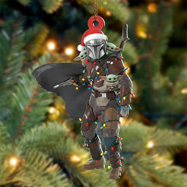 Armored Bounty Hunter Acrylic Christmas Ornament - View 2