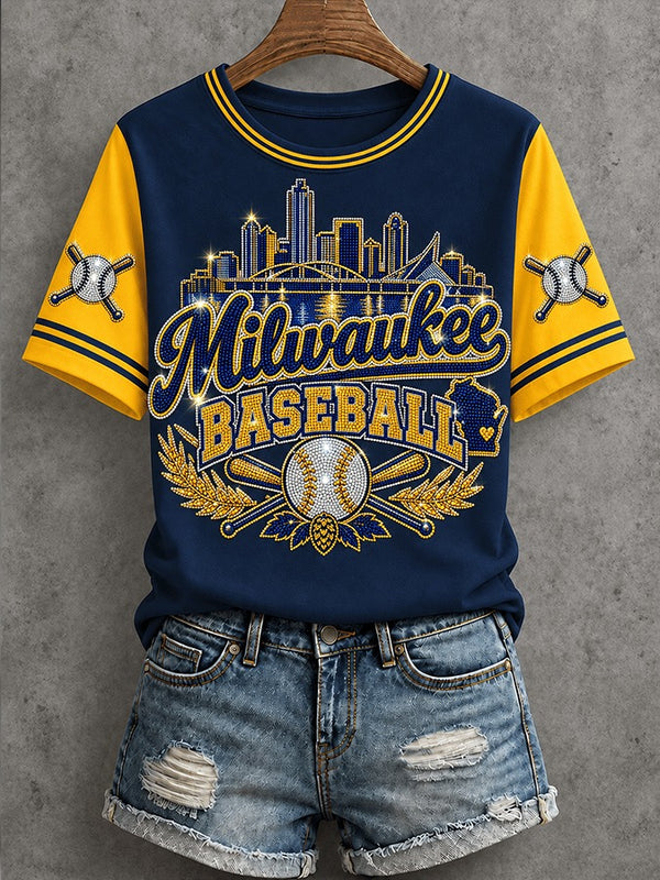 Milwaukee Skyline Wheat Baseball T-Shirt