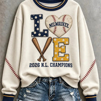 Milwaukee Bats And Heart Baseball Sweatshirt