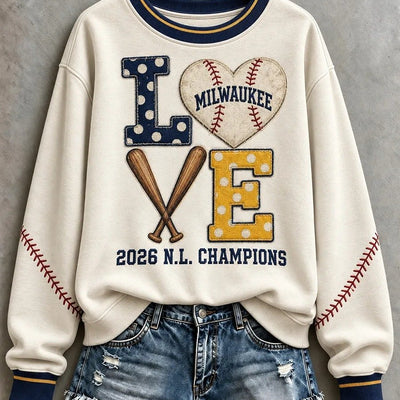 Milwaukee Bats And Heart Baseball Sweatshirt