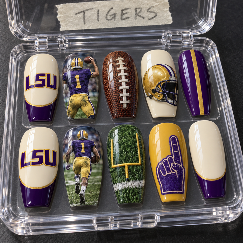 Baton Rouge Football Fan Press On Nails