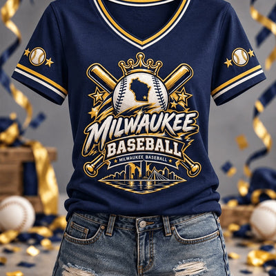 Milwaukee Crown And Bats Baseball T-Shirt